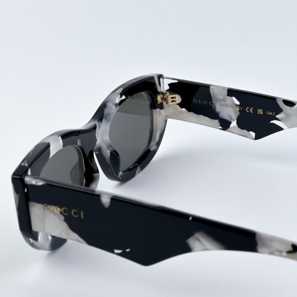 Gucci GG1627S 002 BRAND NEW Sunglasses Black Havana Grey Oval Unisex - Picture 7 of 9